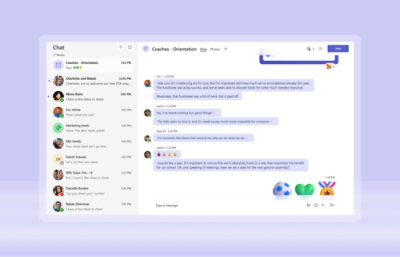 A chat window displaying a chat message, with a blank space for typing a response.