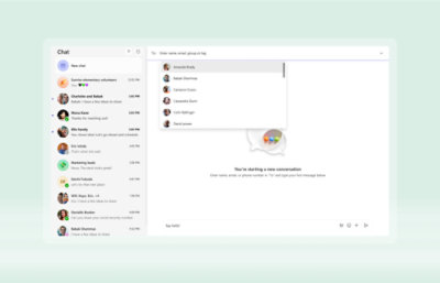 Chat app interface on desktop computer screen.