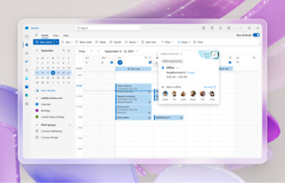 Interface van digitale agenda op een computerscherm met afspraken en e-mailmeldingen voor een normale werkdag.