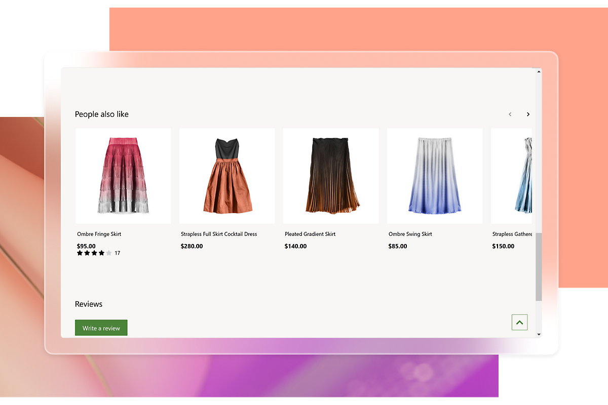 Posnetek zaslona trgovine z oblačili