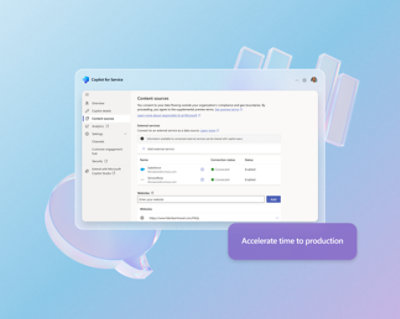 Ikkuna, jossa näkyy avustajan sisältölähteiden luettelo.