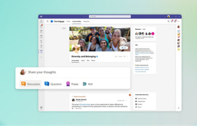 Viva Engage-venster met een dialoogvenster voor verhaallijnen