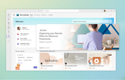 Home, My Learning, Academies, Manage, Viva Learning, Welcome, Search, Featured, Pick interests, See more, Save