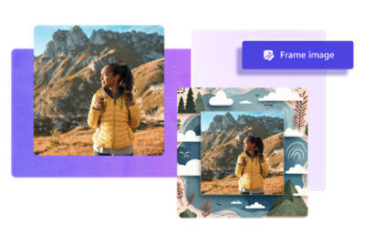 Ženska v rumeni jakni stoji na prostem z gorami v ozadju.