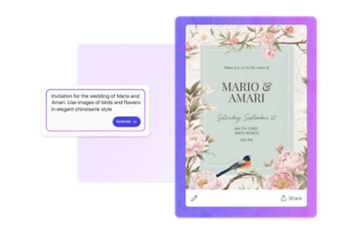 Digitalno poročno vabilo za Mario in Amari z nežnimi pticami in rožami v elegantnem kitajskem slogu.