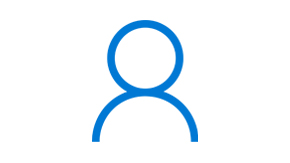 Blue, circular illustration depicting account
