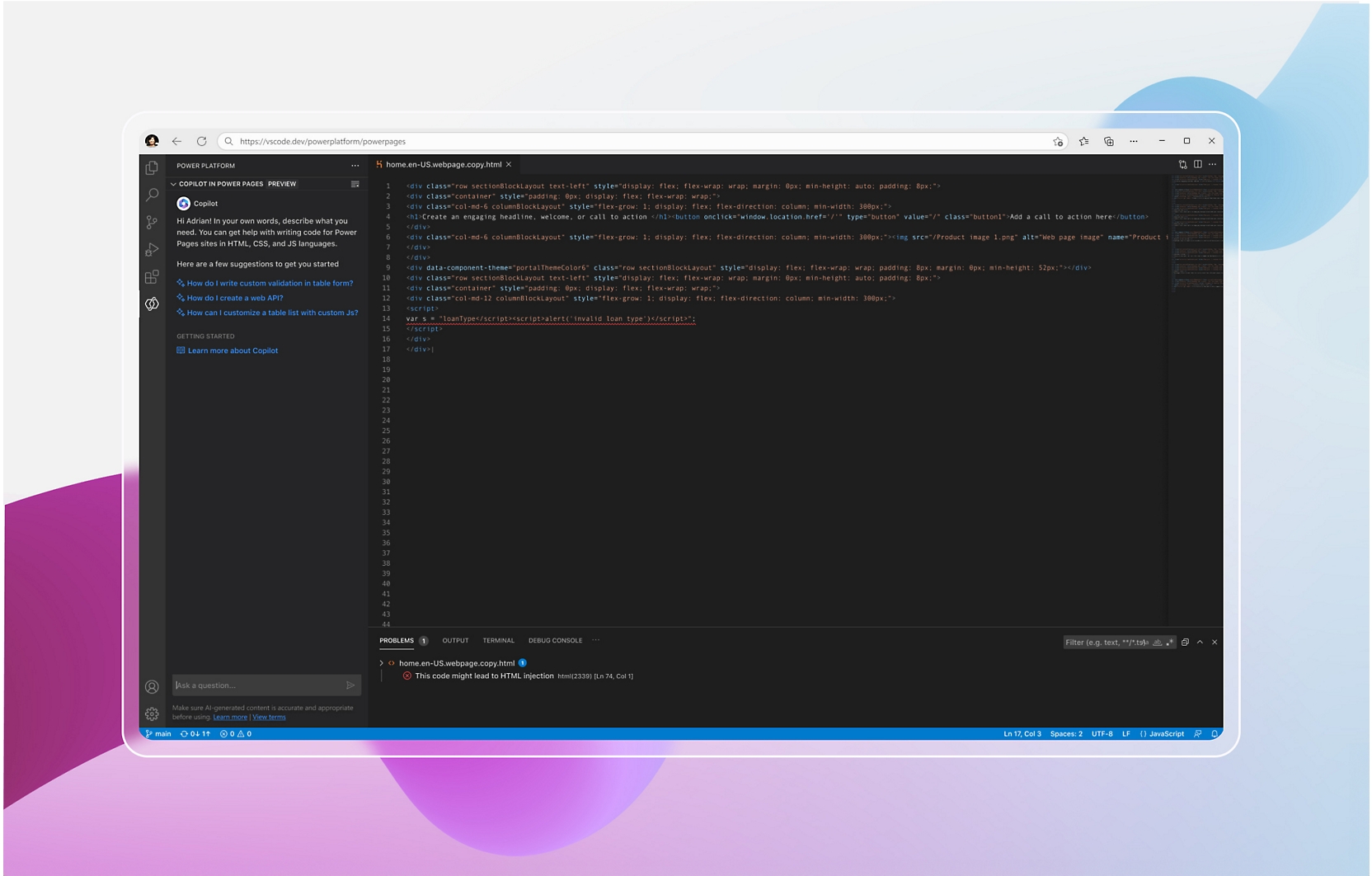 Screenshot des Code-Editors auf einem Computer