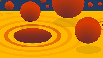 Um círculo vermelho numa superfície amarela