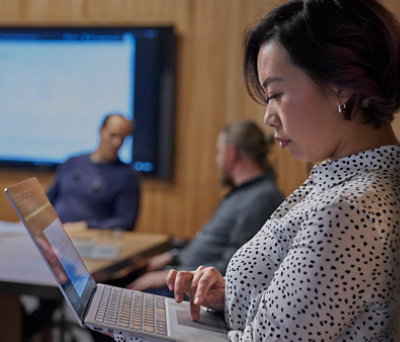 Woman working on her laptop