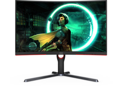 An A O C C Q 27 G 3 S Curved Gaming Monitor.