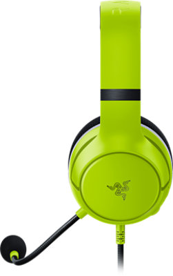 Right side view of the Razer Kaira X Headset in Electric Volt.