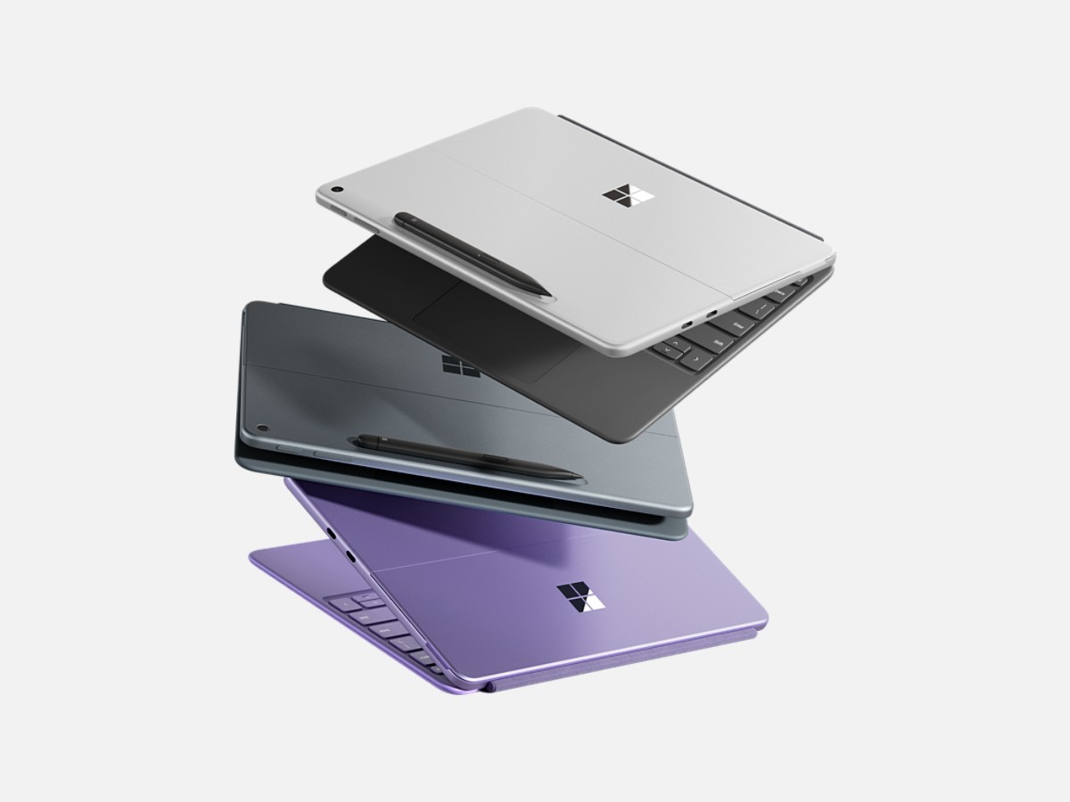 Several Surface Pro devices in various colors.