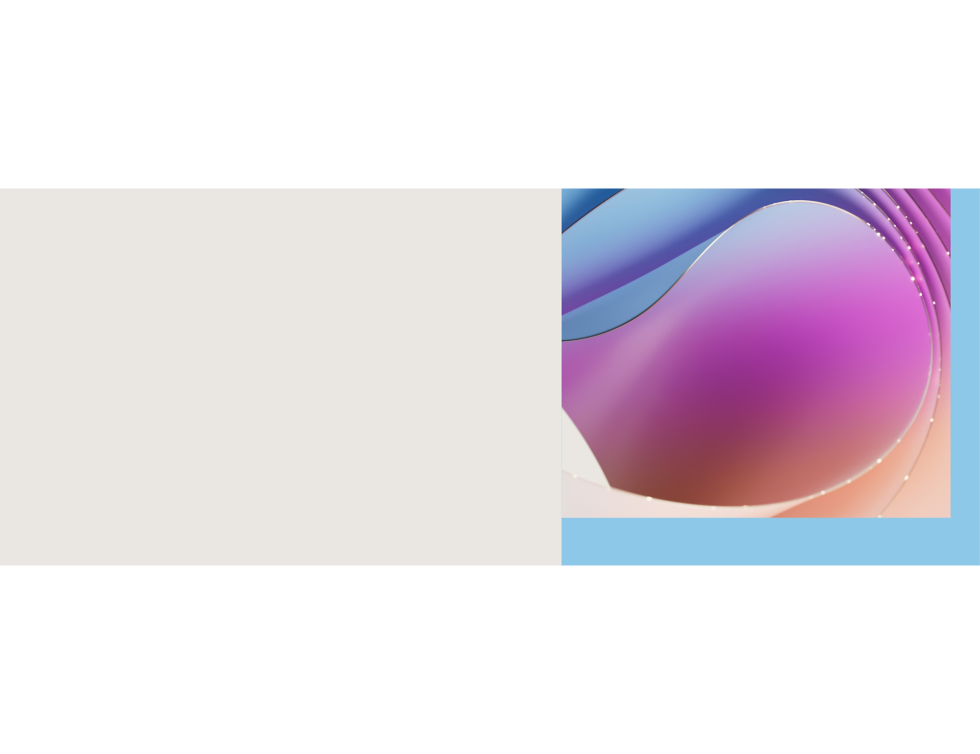 Illustration numérique abstraite présentant des formes fluides et fluides dans des nuances de bleu et de violet avec des détails en pointillés.