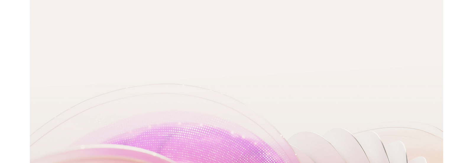 Abstracte pastelkleurige achtergrond met zacht roze curves en een stralend paars rasterpatroon aan de linkerkant.