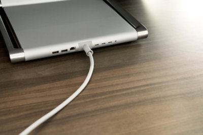 Close up view of device being charged.