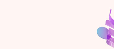 A minimalist graphic featuring abstract purple shapes and gradients on a soft white background.