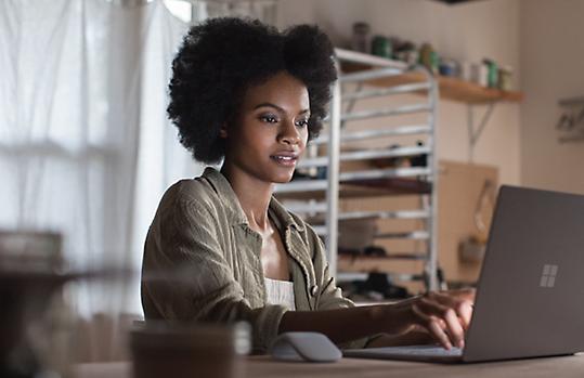 Woman working on laptop