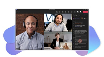 An automated suggestion being viewed over notes in a Teams meeting.