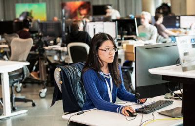 A person working at their desk.