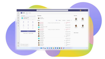 La aplicación Llamadas en Teams donde el usuario busca un número de teléfono.