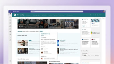 Kontekstualna kartica Viva Topics koja se prikazuje preko matične stranice u usluzi Teams