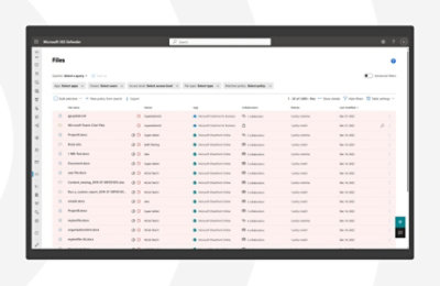 A list of files stored in the cloud in Microsoft Defender XDR. 