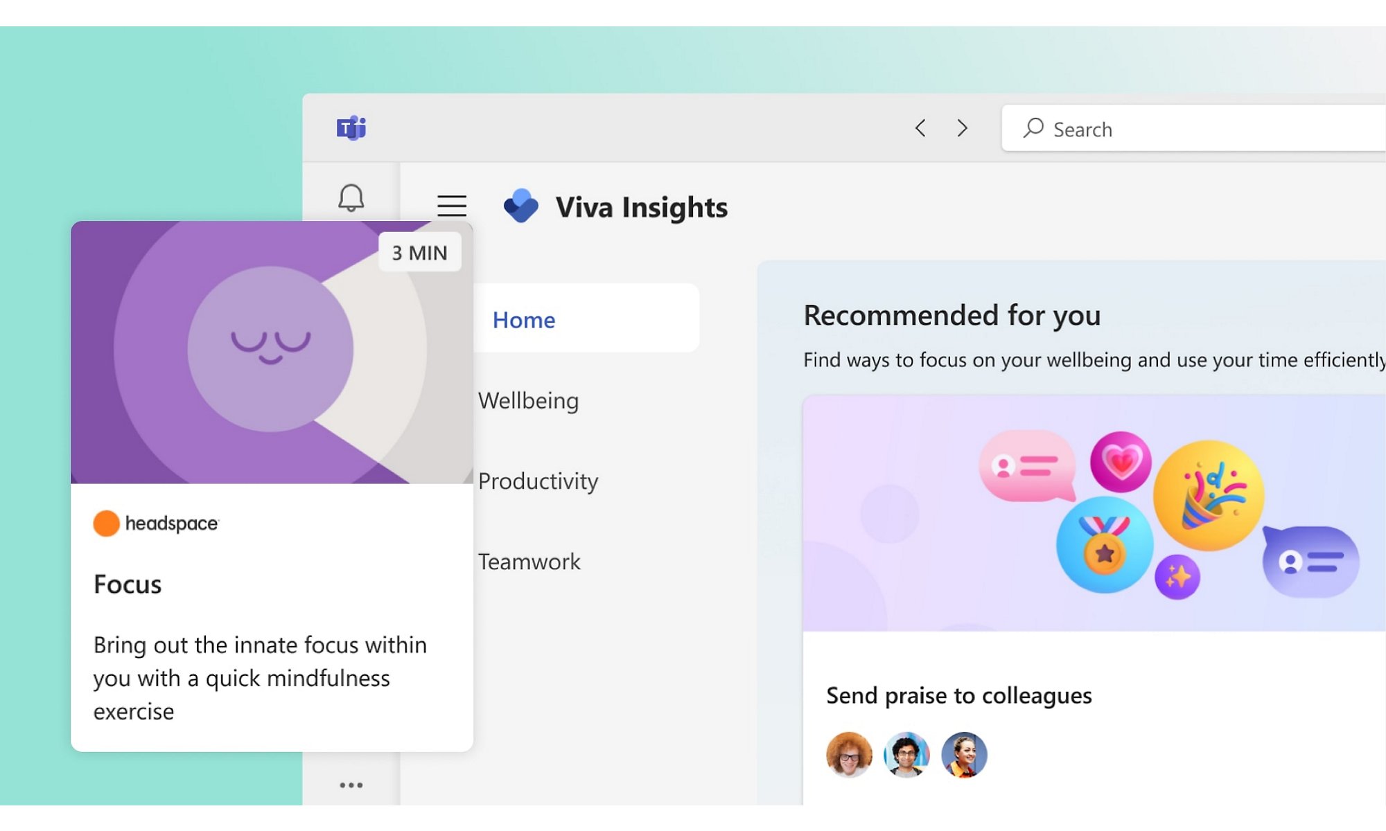 A headspace focus reminder in Viva Insights