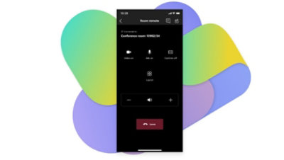 A mobile display of the room remote in Teams.