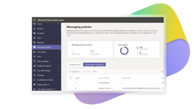 The Messaging policies tab and options in Teams.