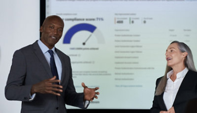 Two people presenting