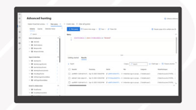 Ventana de búsqueda avanzada de amenazas con consulta
