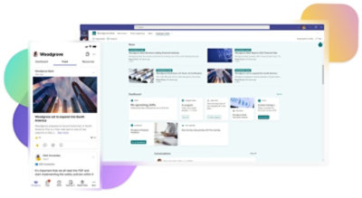 Visualizaciones de dispositivo móvil y de escritorio de la fuente de noticias del centro de empleados para un equipo en Teams.