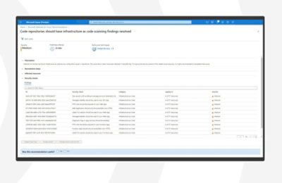 A medium severity recommendation and details in Microsoft Defender for Cloud.