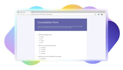 A consultation form open in a web browser.