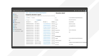 Detalles de un informe de elevación en el centro de administración de Microsoft Intune