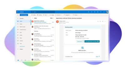 An Outlook inbox showing an appointment confirmation email.