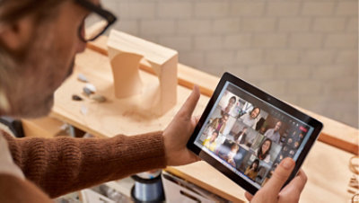 A man attending a Microsoft Teams video conference