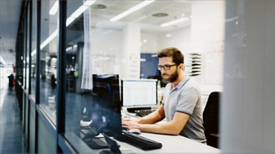 A person sitting at their desk working