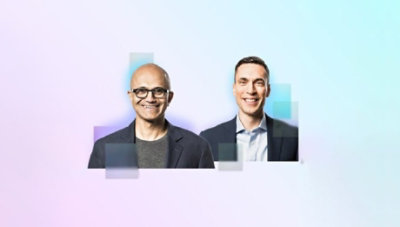 Satya Nadella, PDG de Microsoft, et Jared Spataro, vice-président de Microsoft en charge du travail moderne et des applications métier