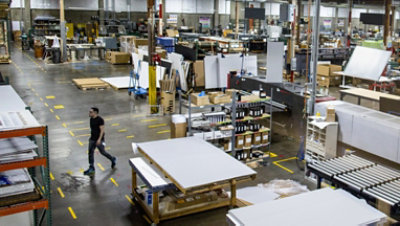 An inside view of a manufacturing factory