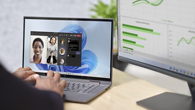 A person using Windows 365 at their desk