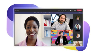 A Teams video call with participants using blurred backgrounds.
