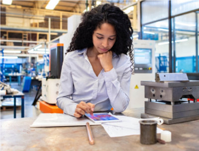 A woman working in a factory.