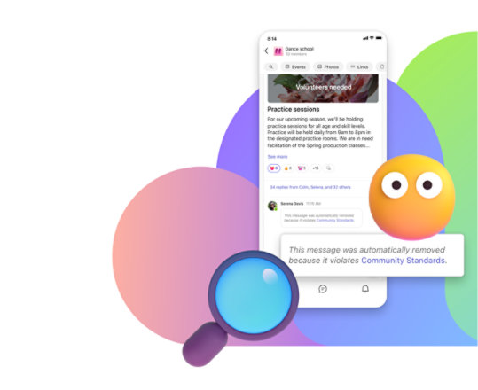 Due cellulari che mostrano il processo di creazione di una community in Teams e l'home page di una community sul giardinaggio a Kirkland.