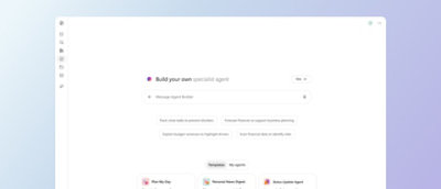 Agent Builder interface for creating custom work-focused AI agents