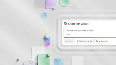 A screenshot of a computer screen with text Create with Copilot