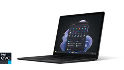 Side view of Surface Laptop 5 for Business in Black.