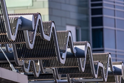 Architectural shapes, textures and patterns in a light rail platform canopy.