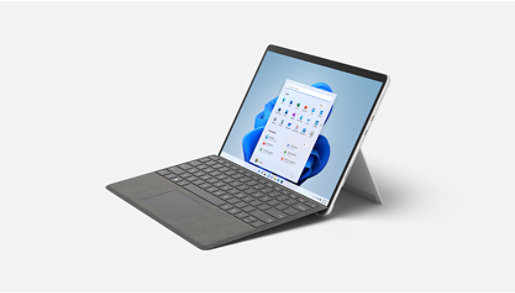 A Surface Pro 8 Bundle with Surface Pro Keyboard.