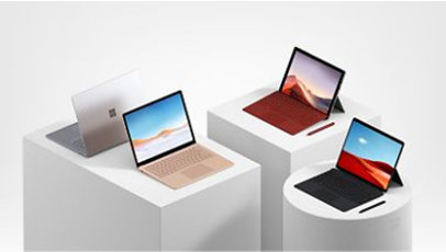 Surface Laptop 3, Surface Pro X, and Surface Pro 7L.